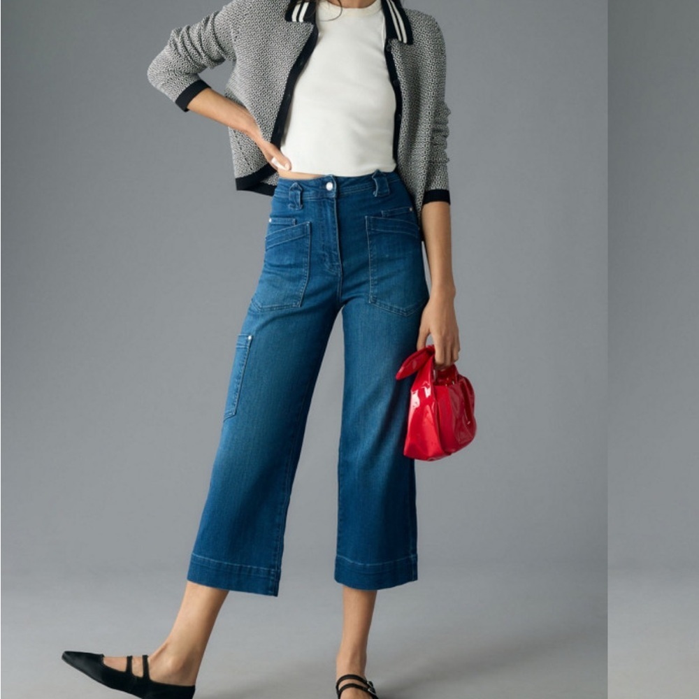 Maeve Anthropologie Gardener Carpenter High Rise Crop Jeans Size 25 - Picture 1 of 7